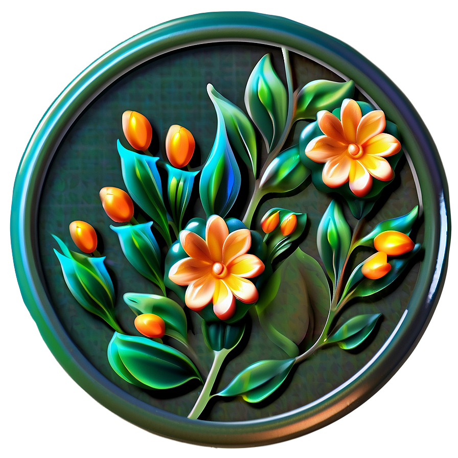 Orange Flower Badge Png Bqt25 PNG