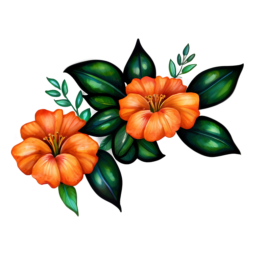 Orange Flower Watercolor Png Epx3 PNG