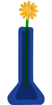 Orange Flowerin Blue Vase PNG