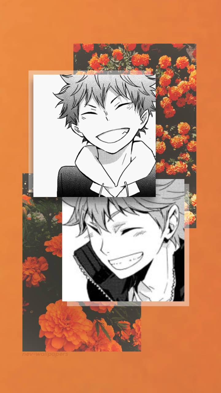 Orange Blomster Æstetisk Hinata Fra Haikyuu Manga Wallpaper
