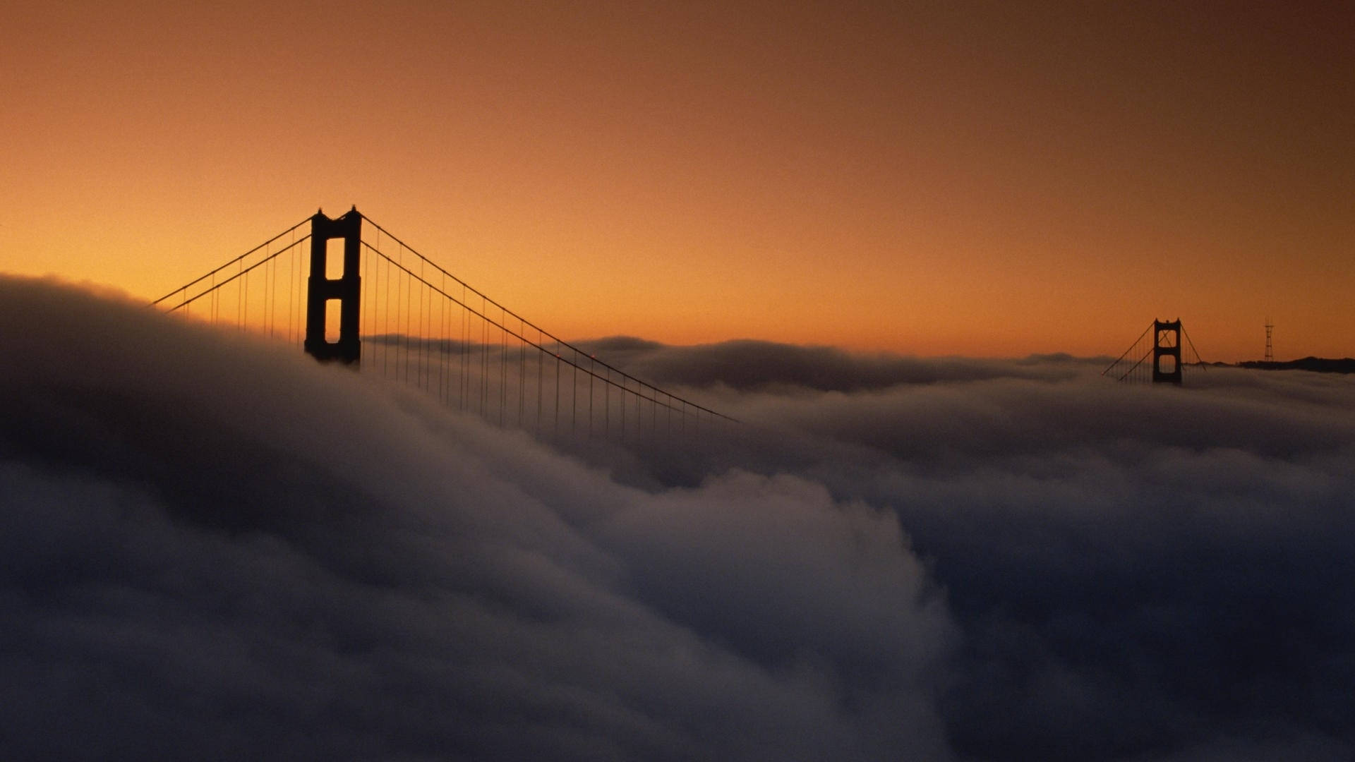 Orange Foggy Sky In San Francisco Photography Picture