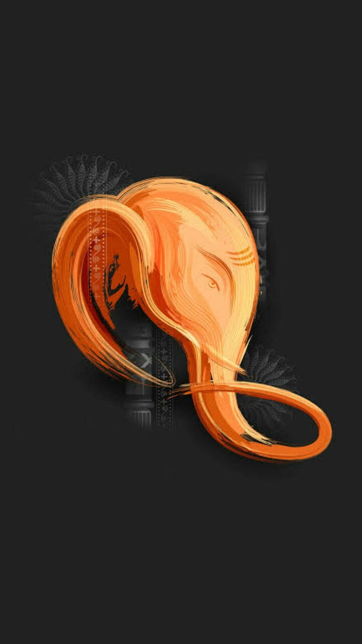 Orange Ganesh Head IPhone Wallpaper