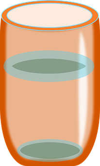 Orange Glass Half Fullof Water PNG