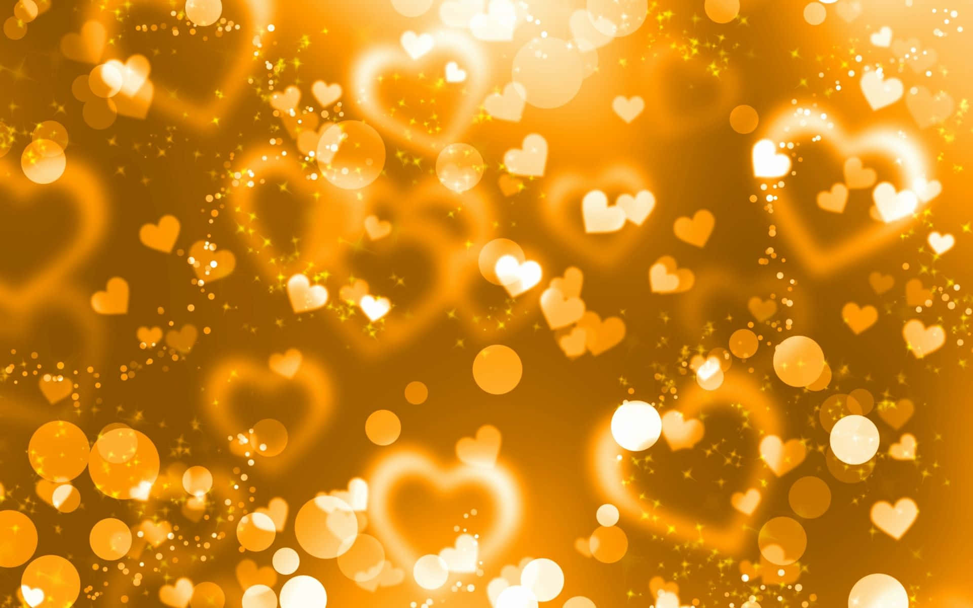 Orange Glitter Hearts Gold Yellow Wallpaper