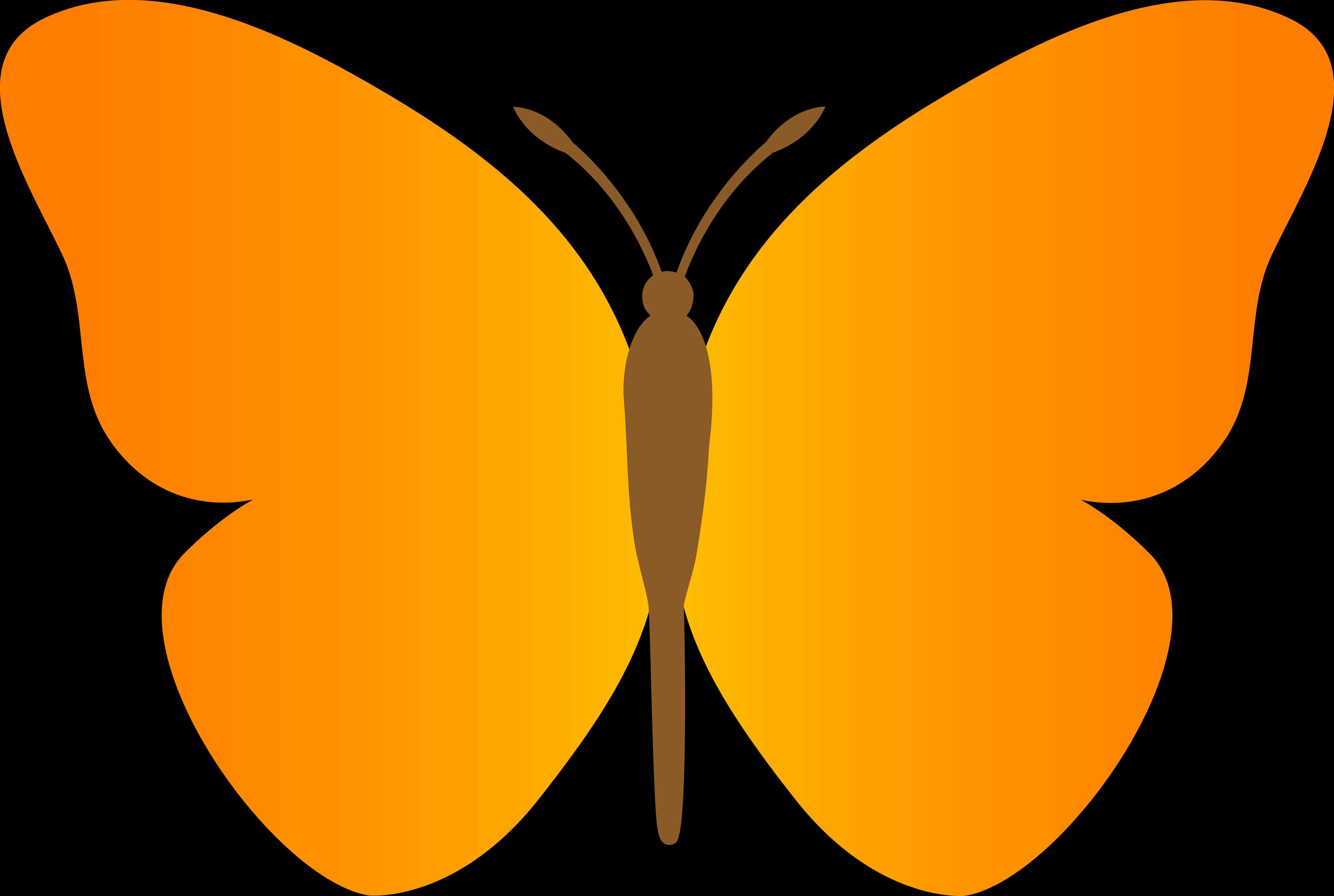 Orange Gradient Butterfly Vector PNG