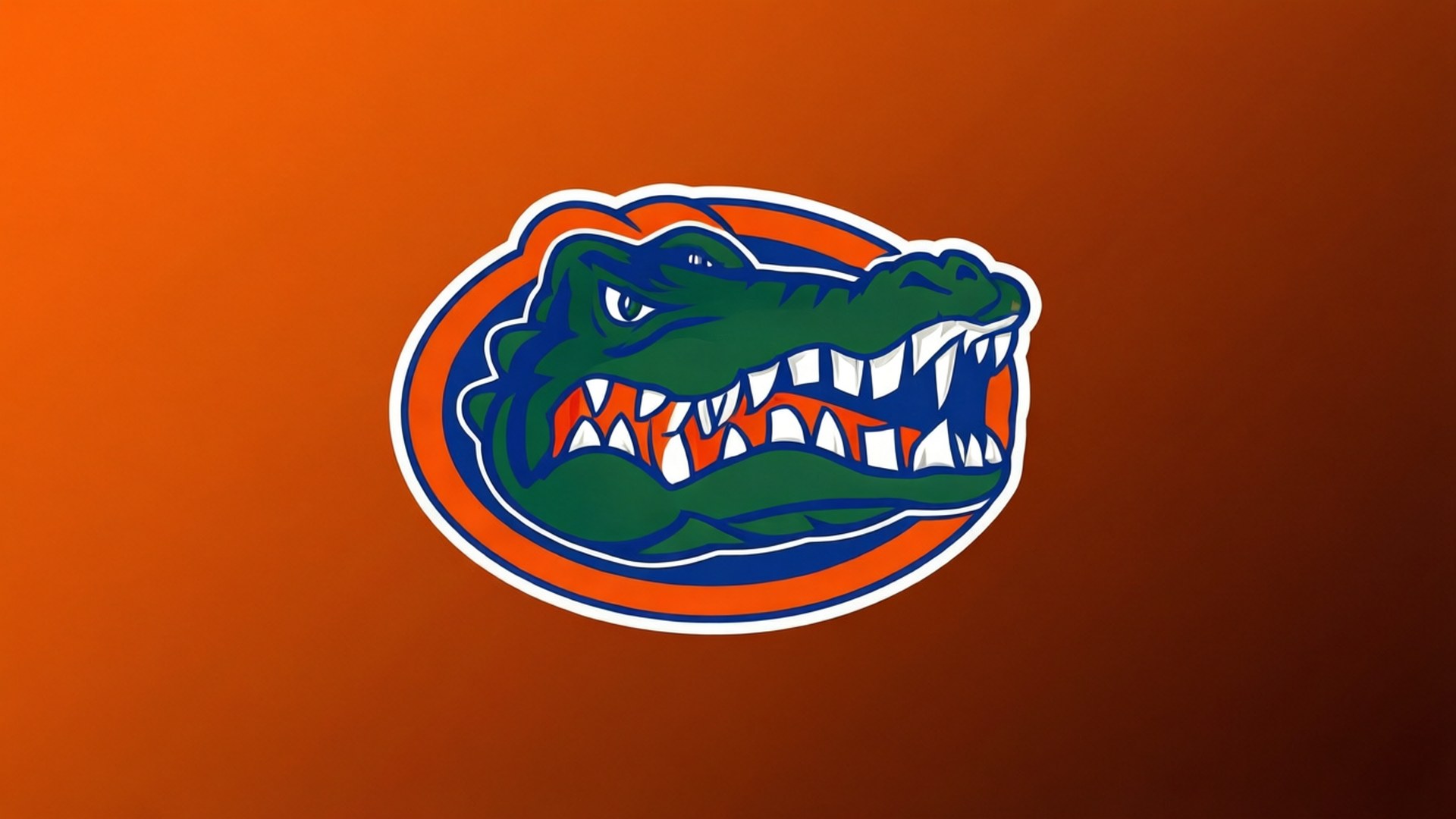 Florida Gators -logo tasaisella oranssilla gradienttitaustalla.