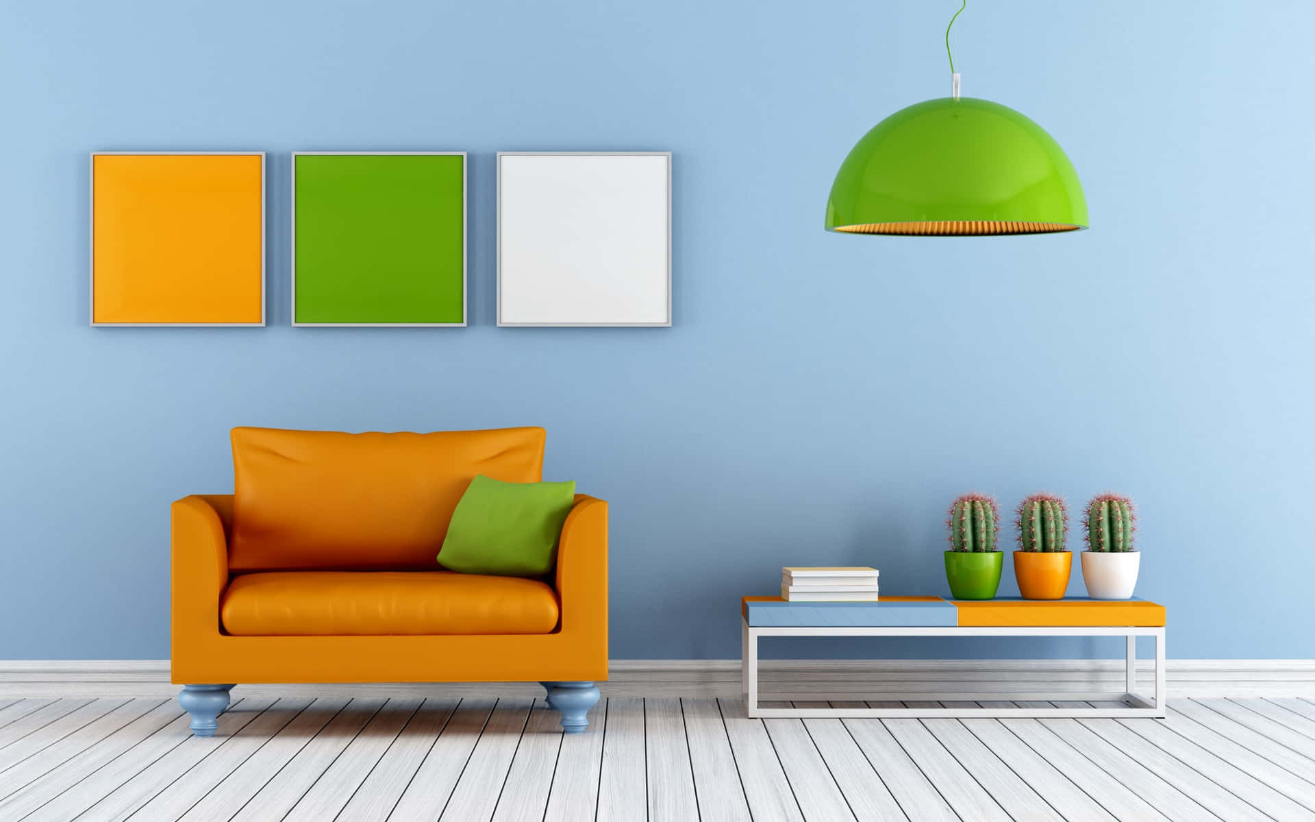 Orange Green And White Interior Accents Wallpaper