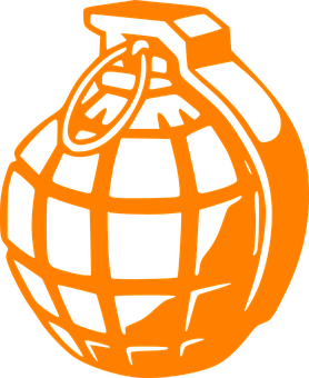 Orange Grenade Silhouette Graphic PNG