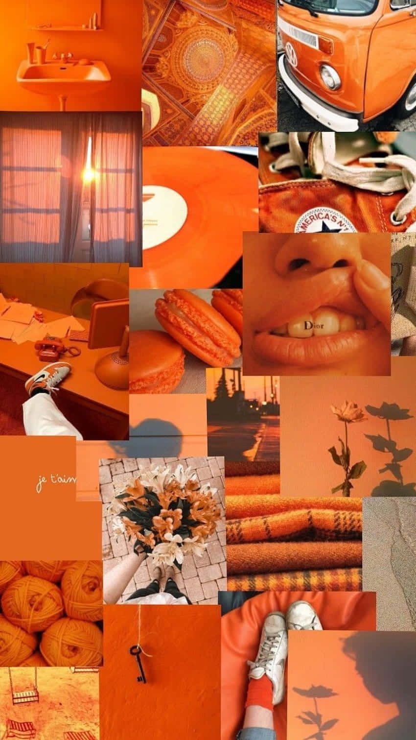 Orange Grunge Aesthetic Collage Wallpaper