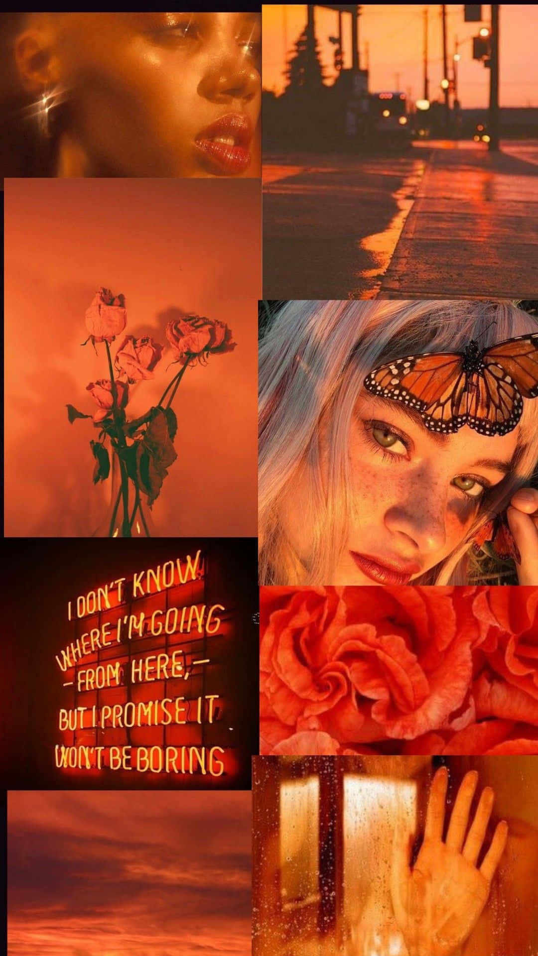 Orange Grunge Aesthetic Collage Wallpaper