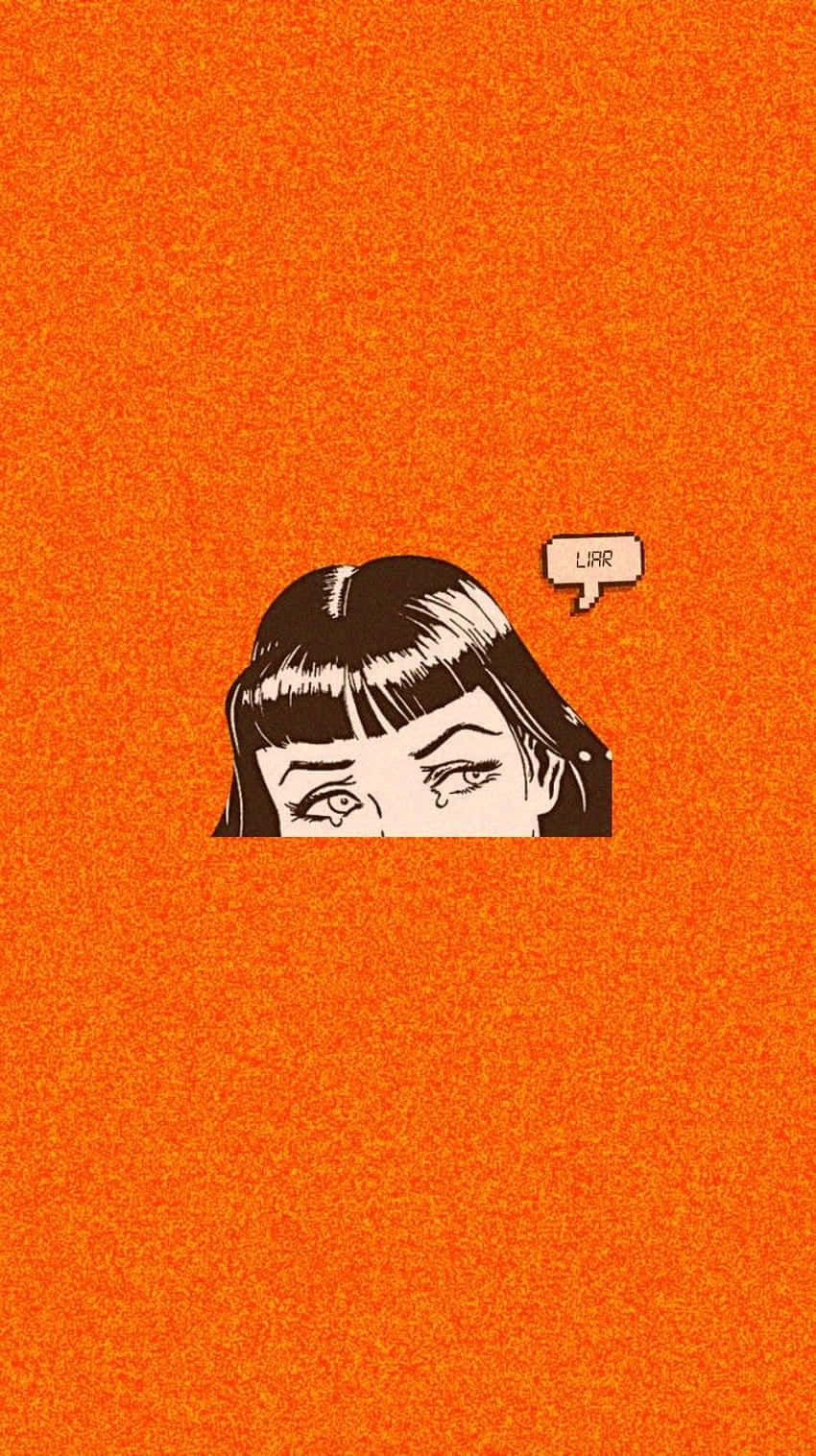 Orange Grunge Aestheticwith Comic Eyes Wallpaper