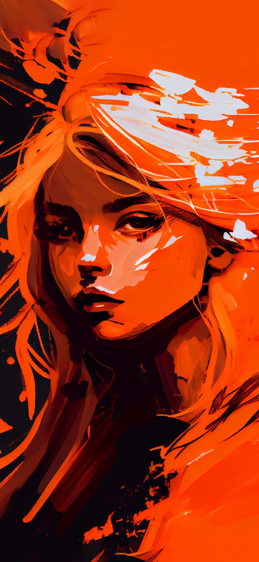 Orange Grunge Artistic Portrait Wallpaper