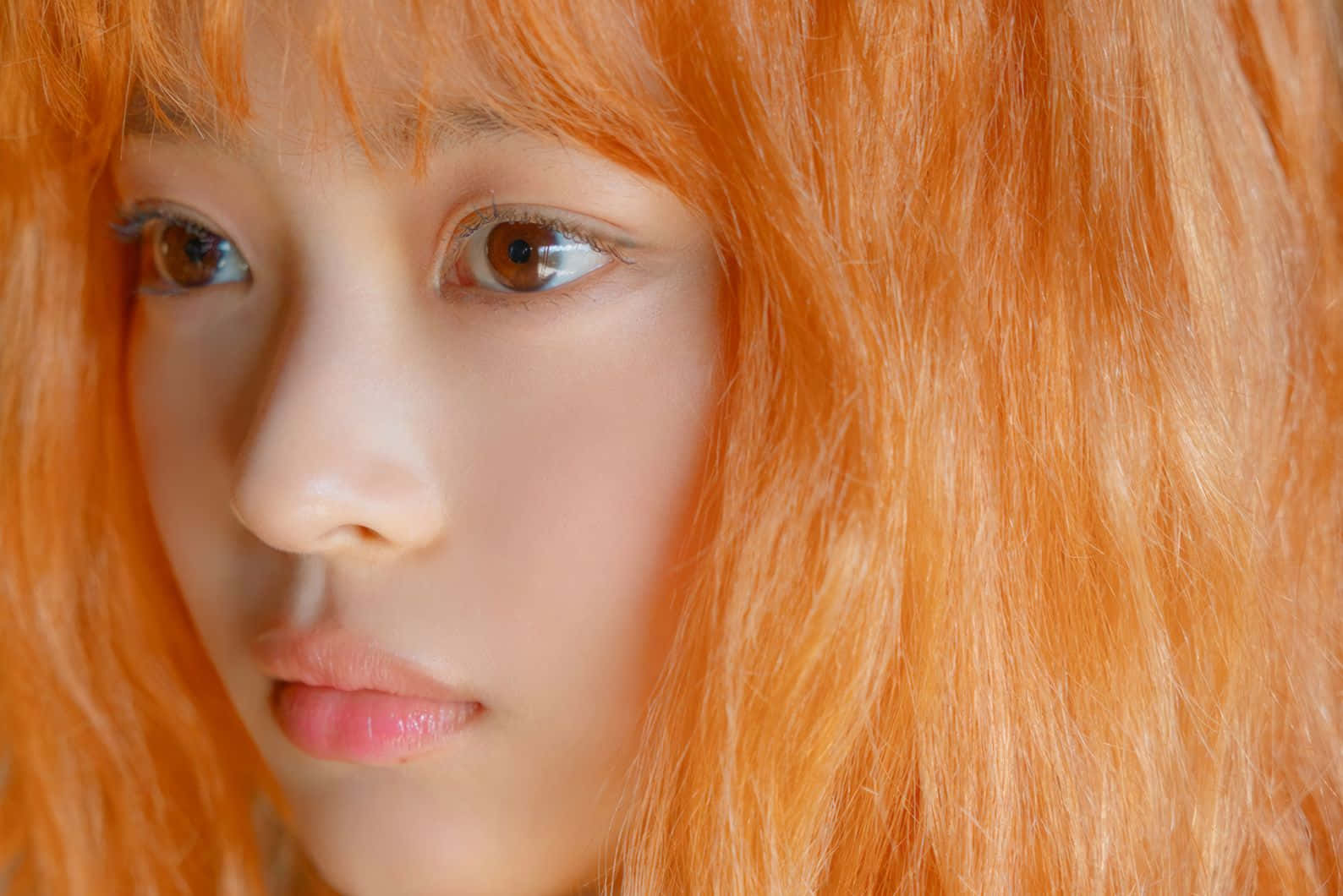 Orange Haired Woman Profile Wallpaper