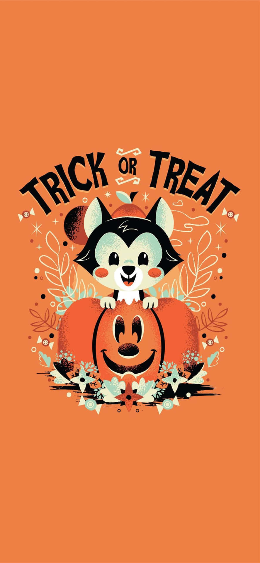 Sötorange Halloween Trick Or Treat Wallpaper