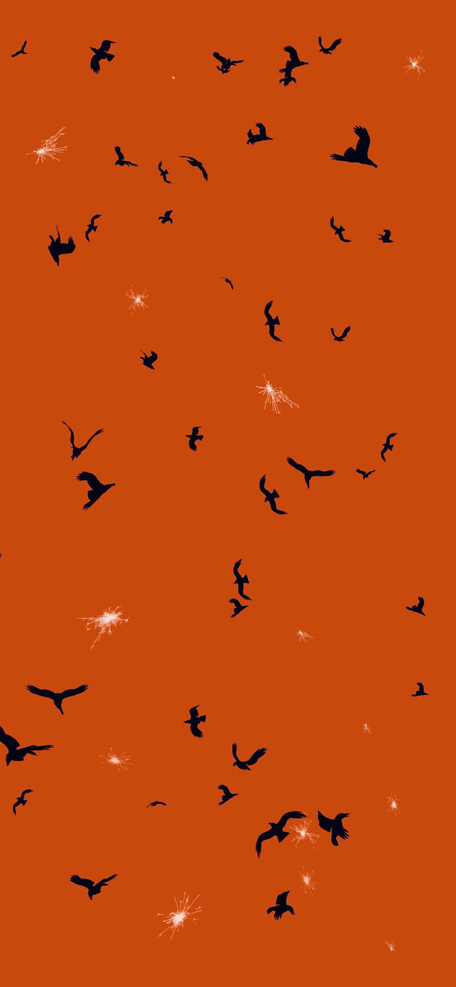 Minimalist Orange Halloween Bats Wallpaper