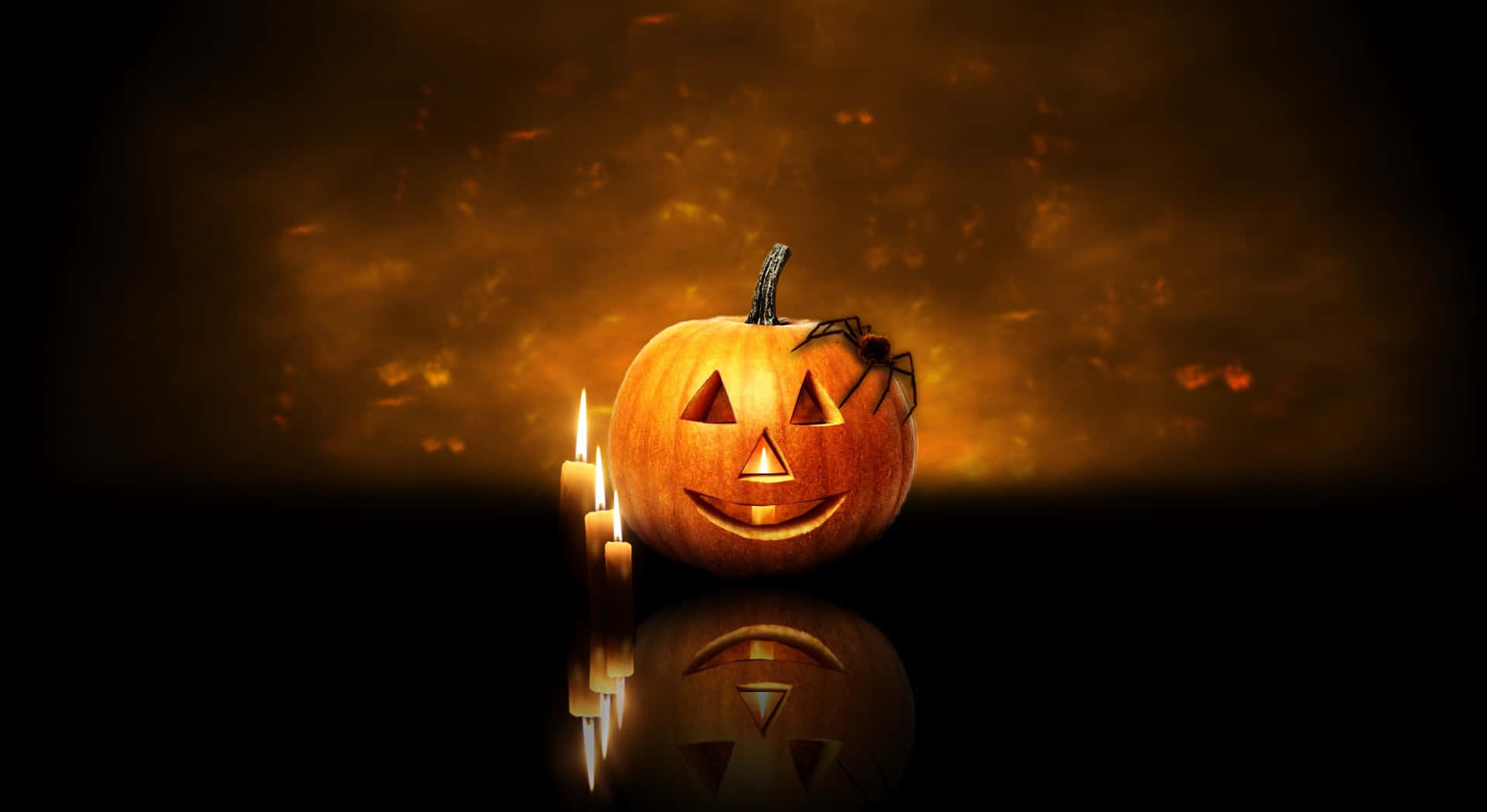 Orange Halloween Creepy Jack-o'-lantern Wallpaper