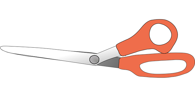 Orange Handled Scissors Black Background PNG
