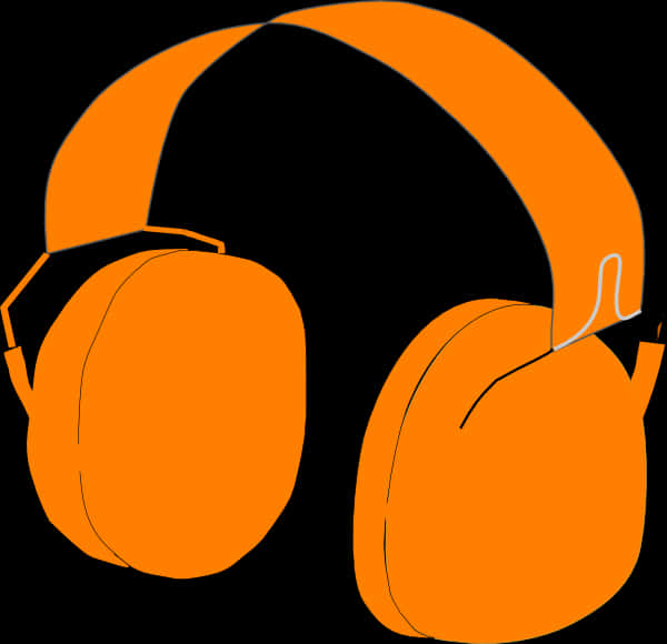 Orange Headphones Vector Illustration PNG