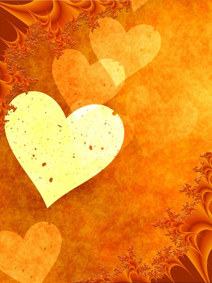 Orange Heart Radiating Warmth and Love Wallpaper