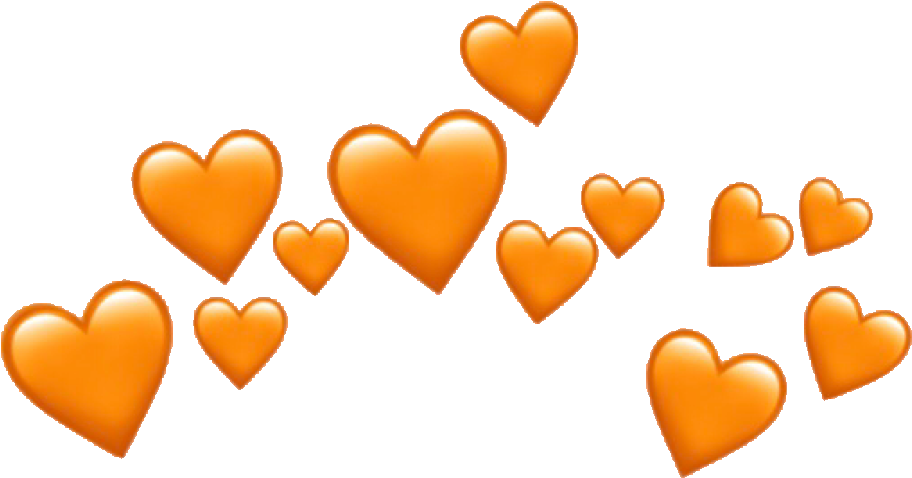 Orange Heart Crown Graphic PNG