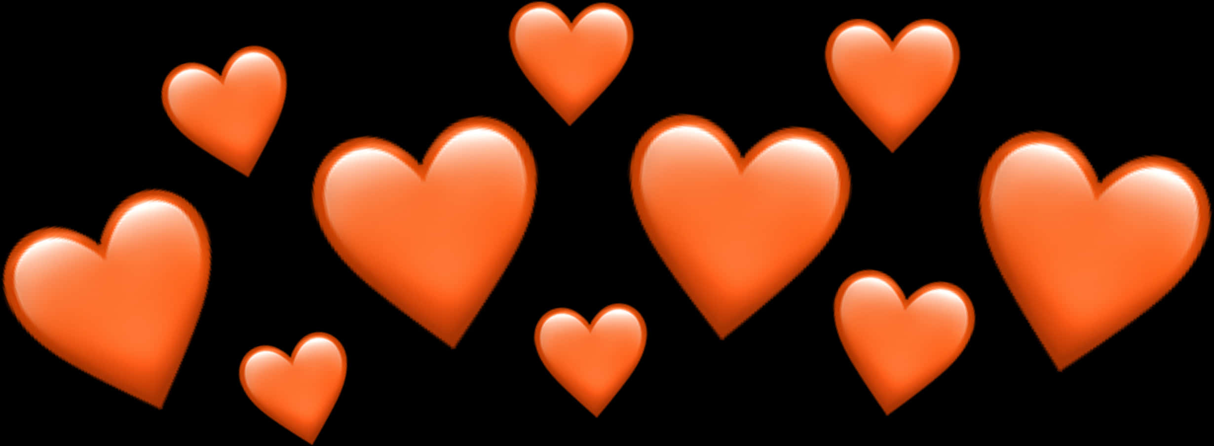 Orange Heart Emojis Black Background PNG
