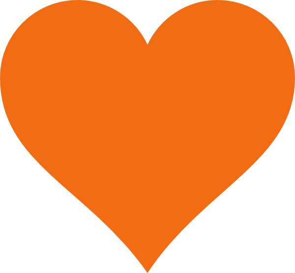 Orange Heart Iconon Blue Background PNG