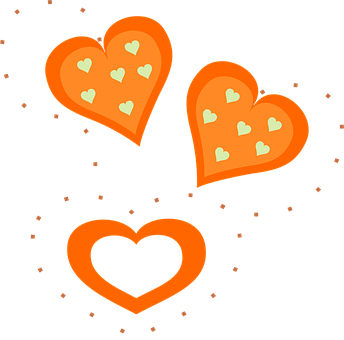 Orange Hearts Black Background PNG