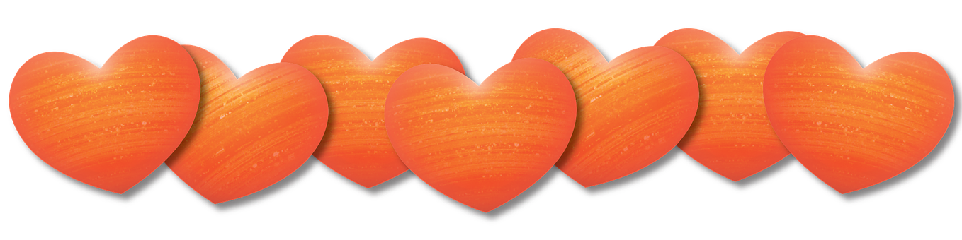 Orange Hearts Border PNG