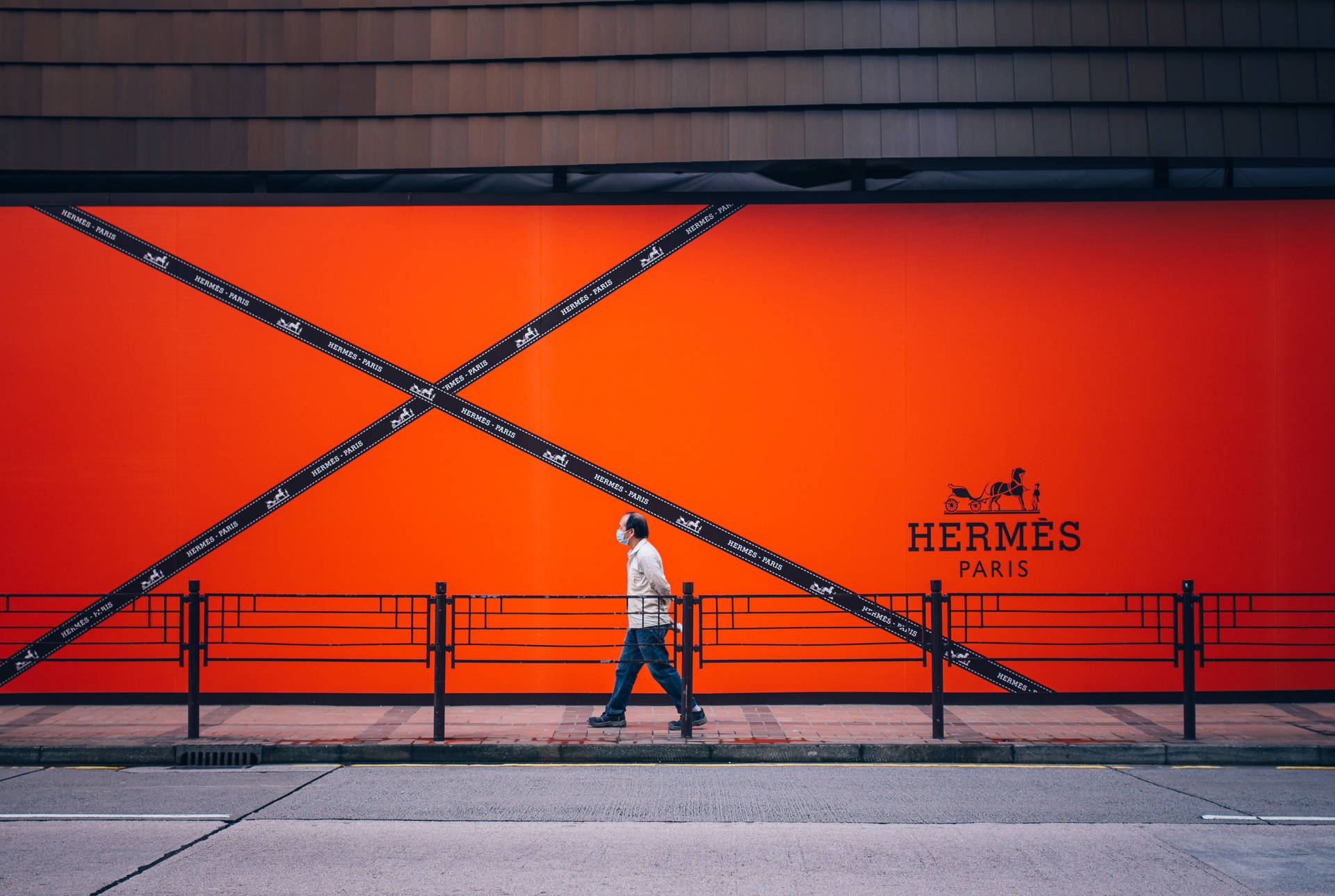 Orange Hermes Store Udvendig Wallpaper