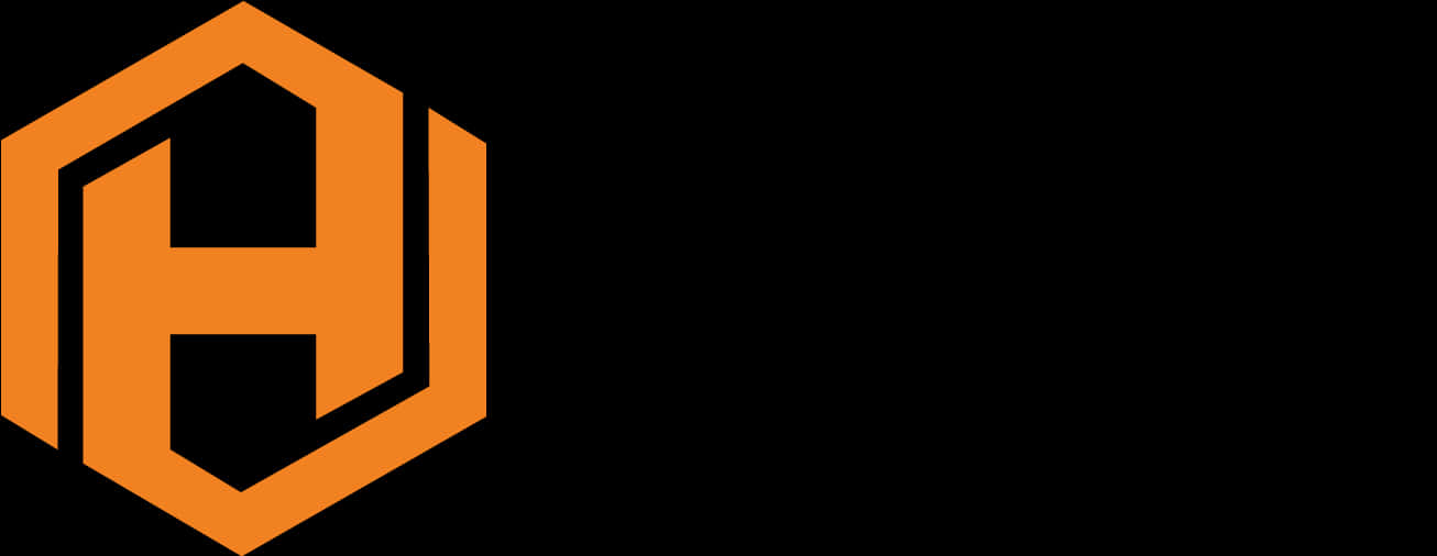 Orange Hexagon Logoon Black Background PNG