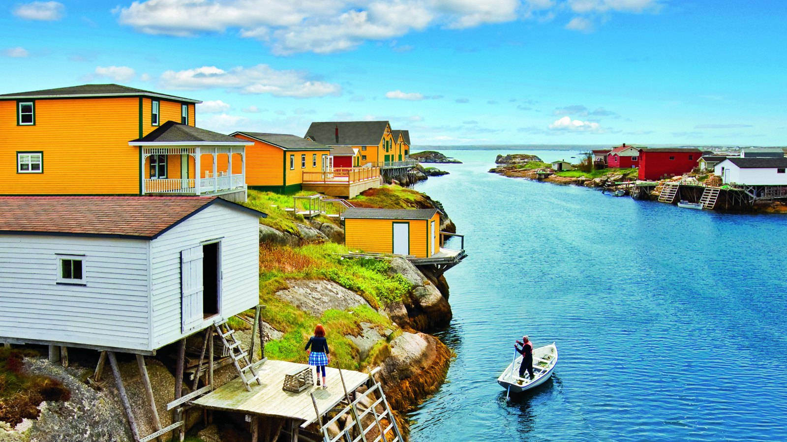 Orange Houses In Newfoundland's Coast Wallpaper