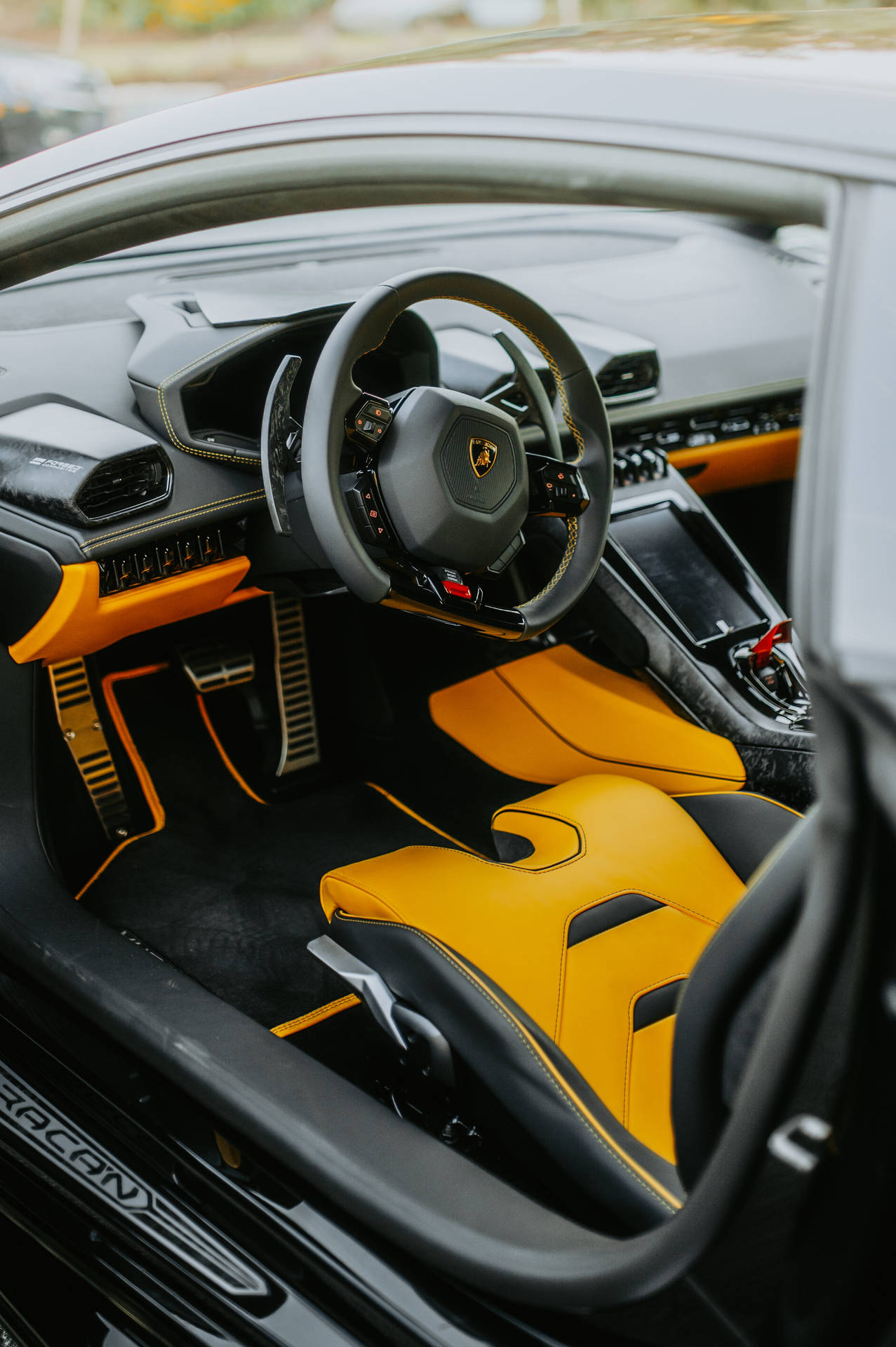 Orange Interior Lamborghini Galaxy Wallpaper