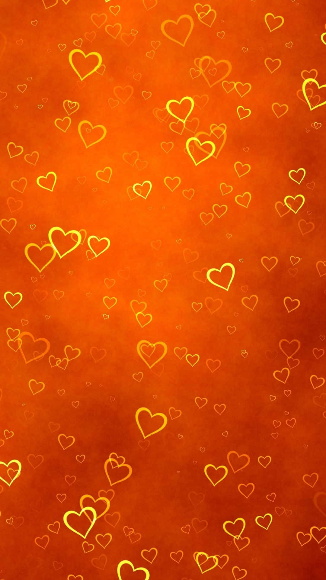 Orange iPhone Neon Hjerter Wallpaper