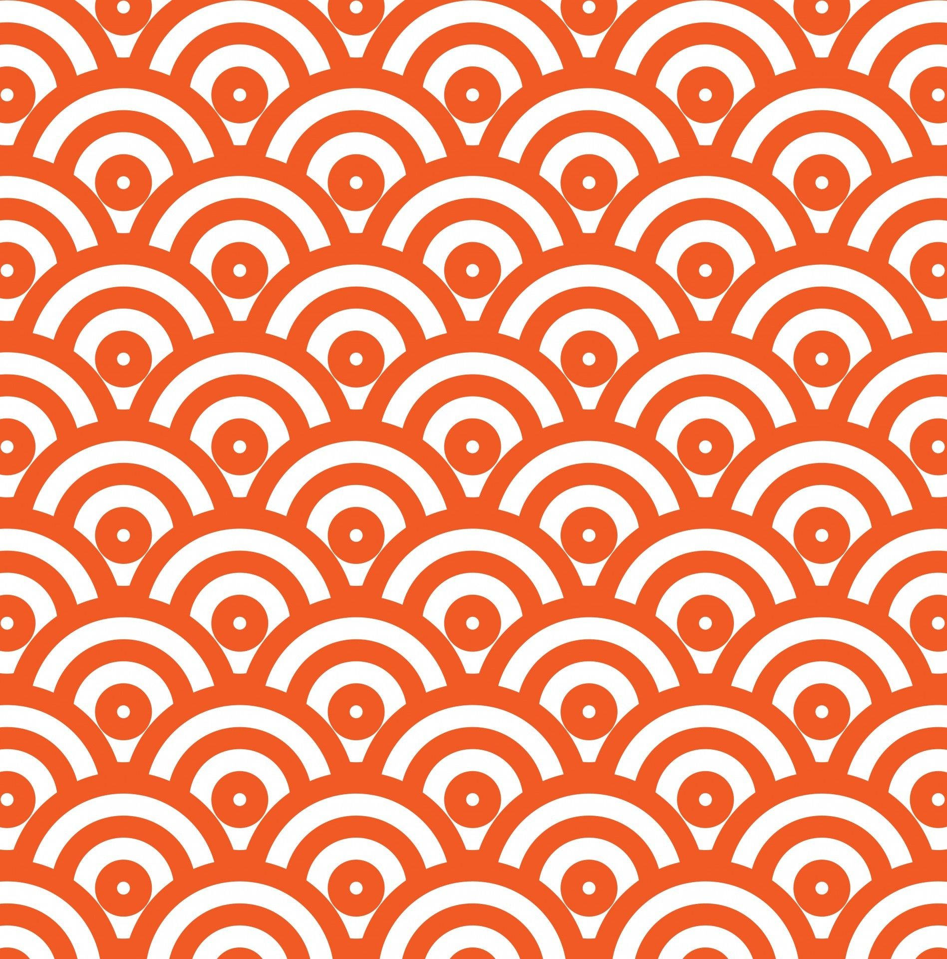 Orange Japanese Waves Wallpaper