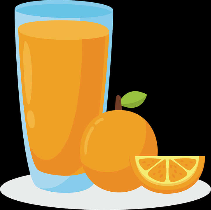 Orange Juice Glassand Fruit Illustration PNG