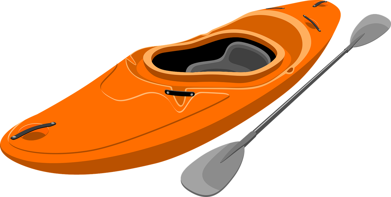 Orange Kayakwith Paddle PNG