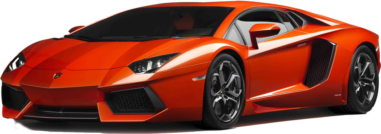 Orange Lamborghini Aventador Side View PNG