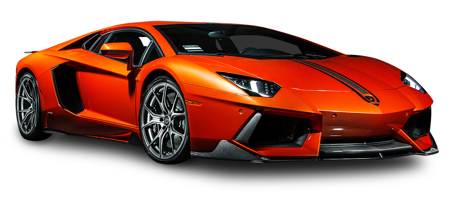 Orange Lamborghini Aventador Side View PNG