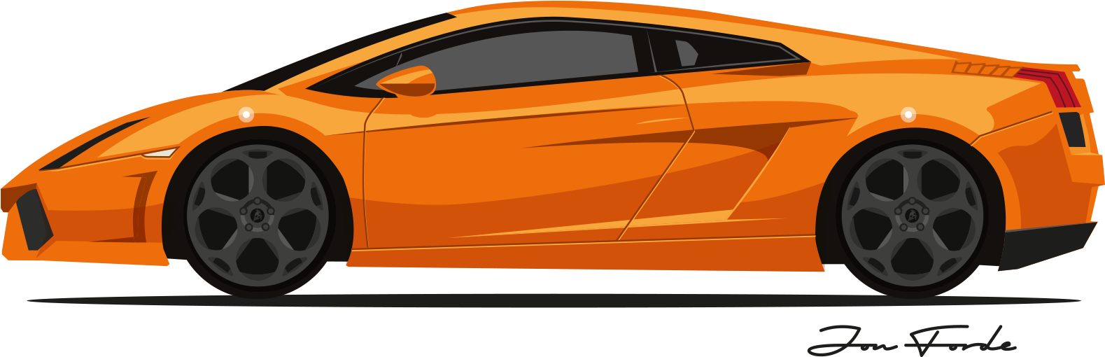 Orange Lamborghini Side View Vector PNG