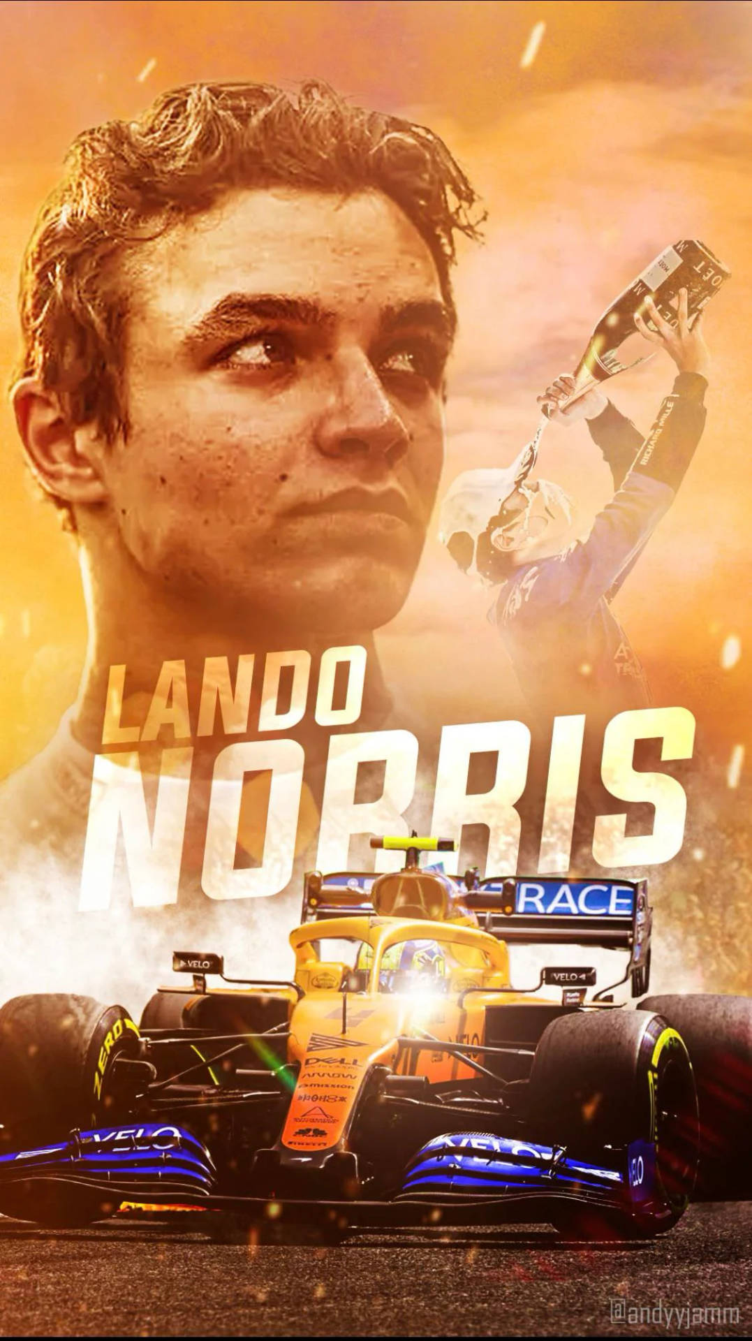 Orange Lando Norris Poster Wallpaper