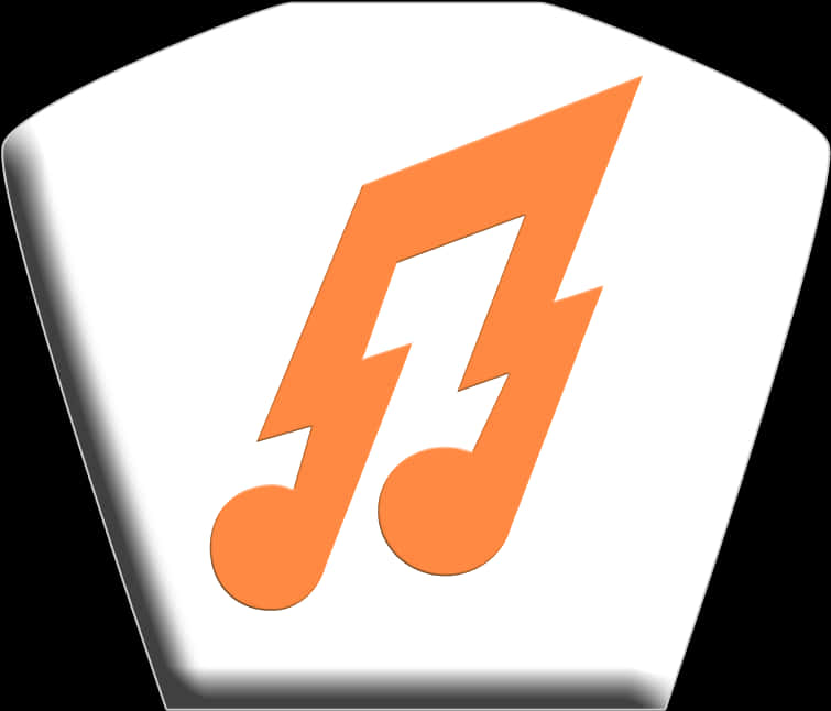 Orange Lightning Bolt Music Note Icon PNG