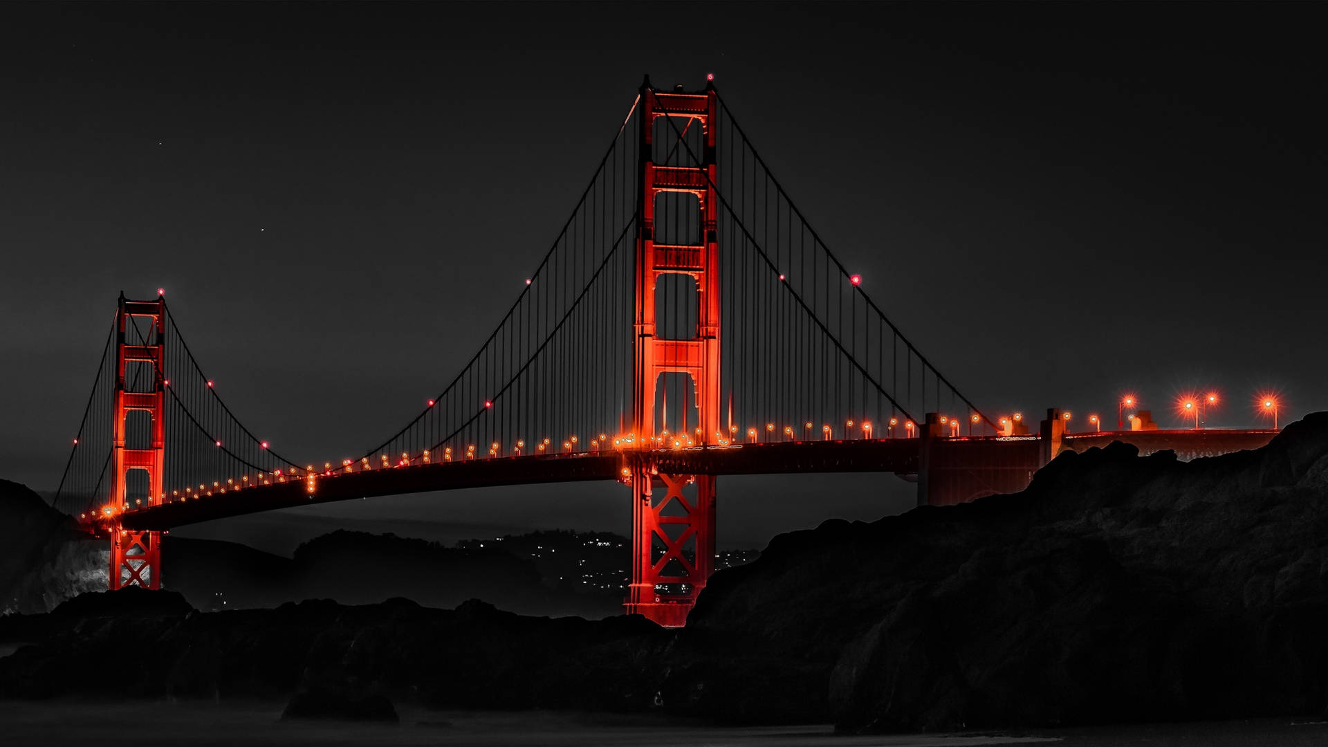 Orange Lights Illuminating Golden Gate Bridge Wallpaper
