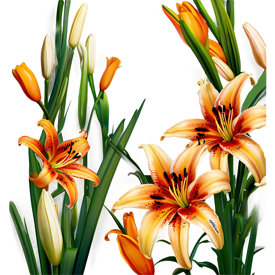 Orange Lily Elegance Png Qse PNG