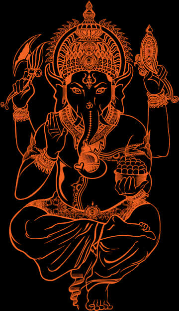 Orange Lord Ganesh Artwork PNG