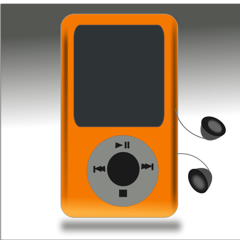 Orange M P3 Playerwith Earphones PNG