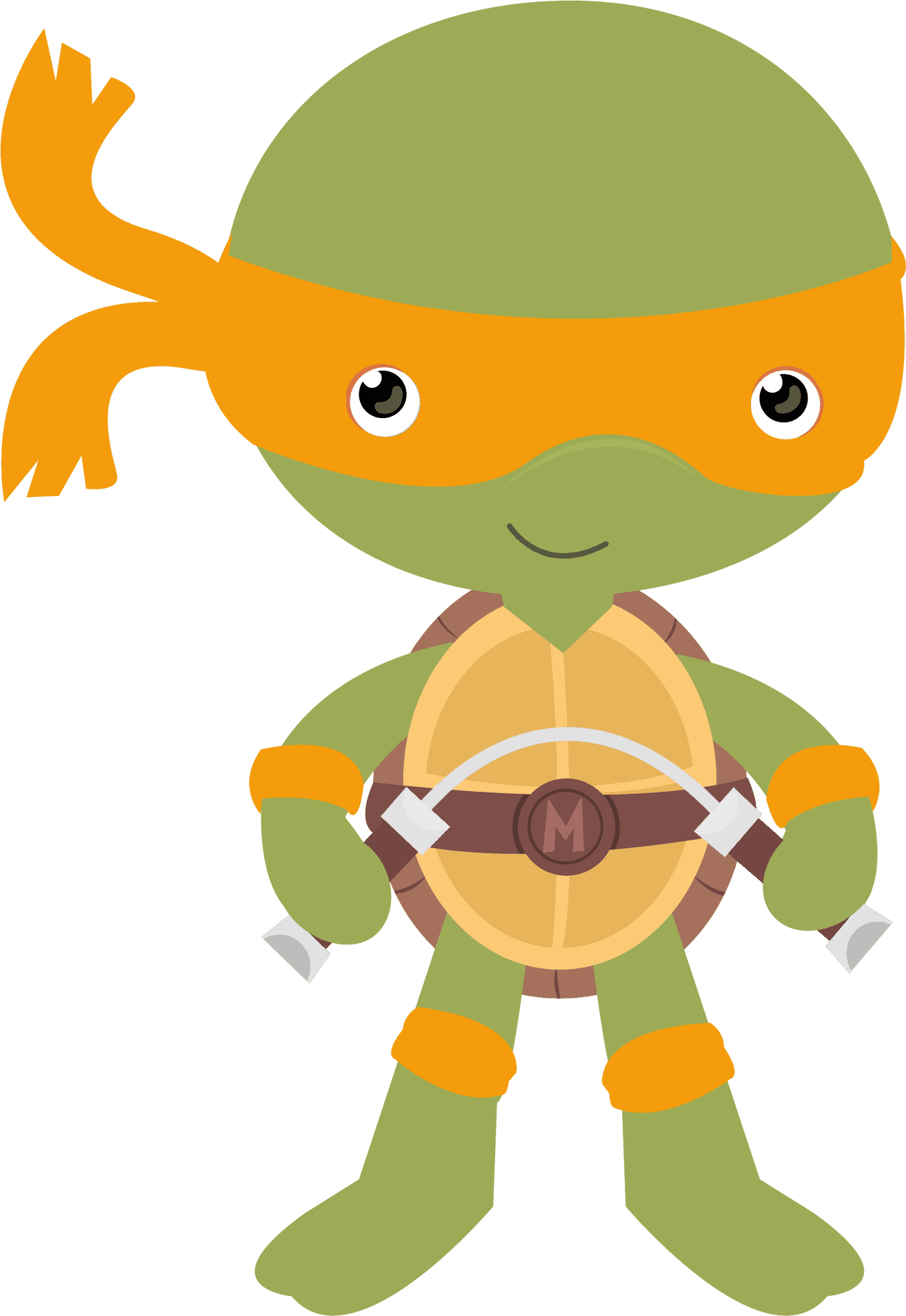 Orange Masked Turtle Cartoon PNG