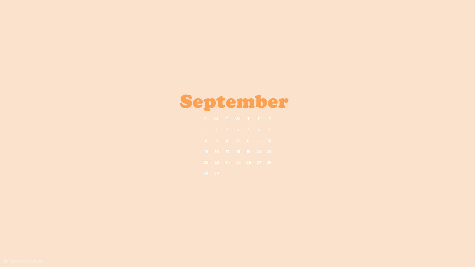 Orange Minimalist September Calendar