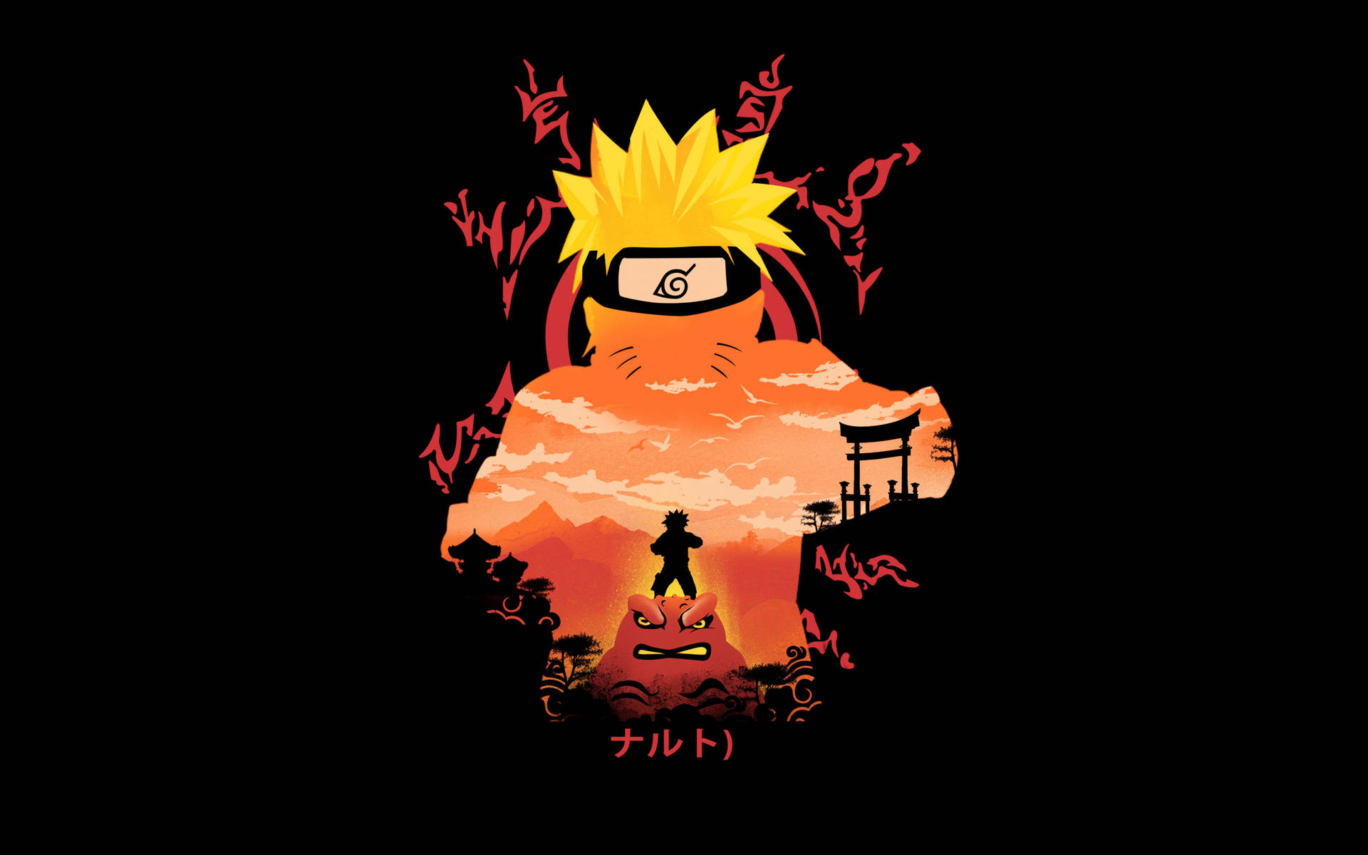 Orange Naruto, en kraftfuld shinobi-kriger, pryder denne tapet. Wallpaper