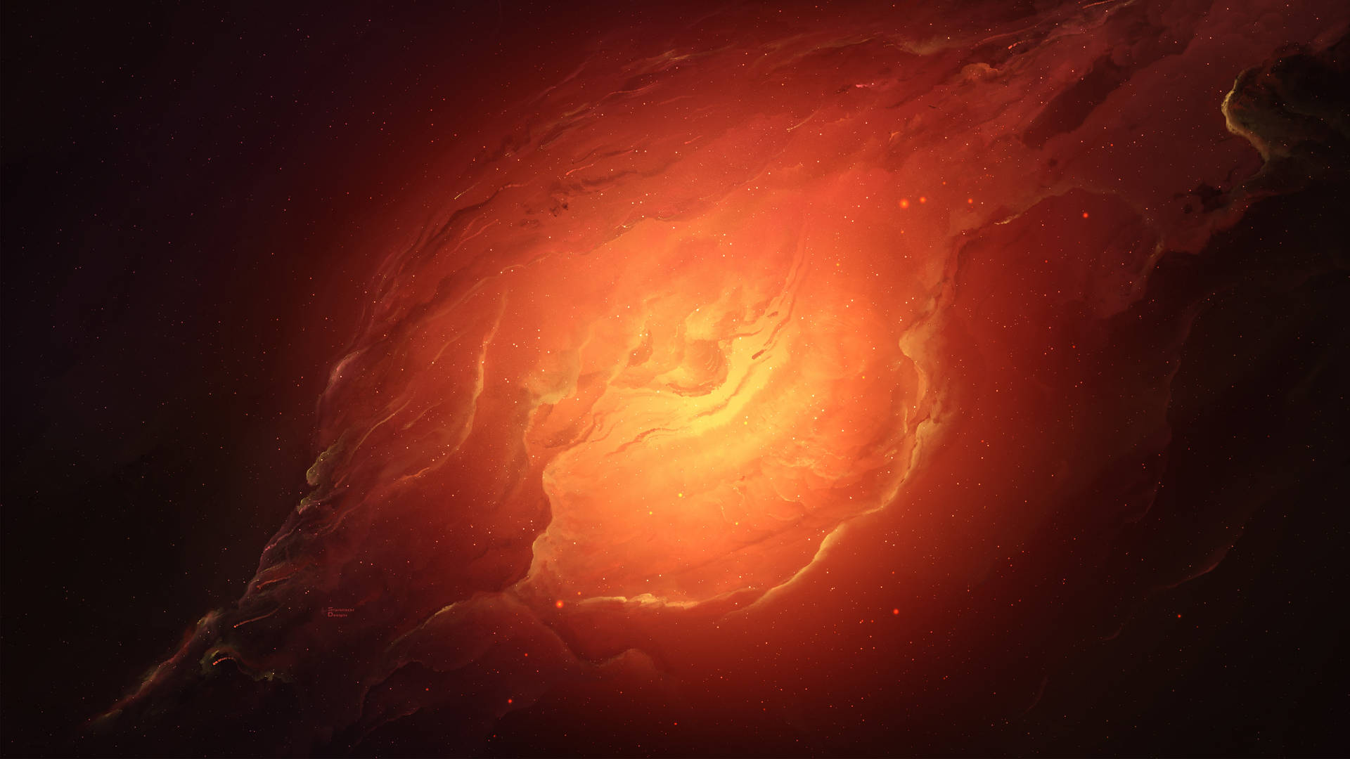 Orange Nebula Psychedelic 4k