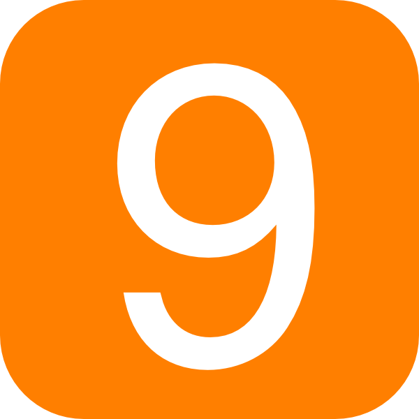 Orange Number9 Icon PNG